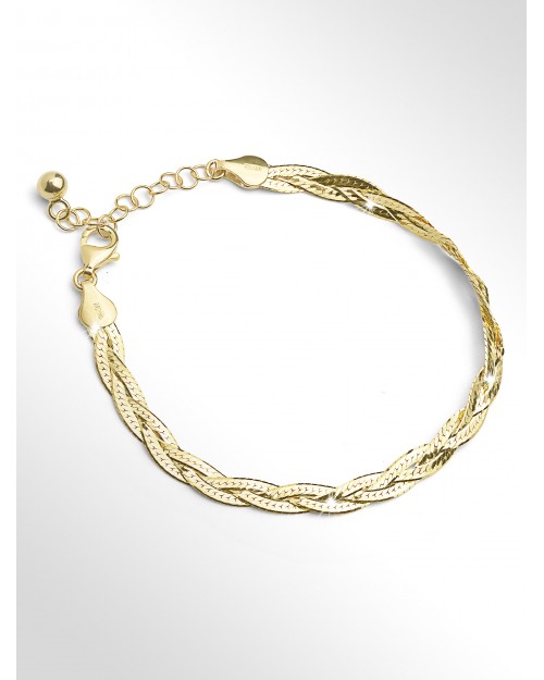 Made in Italy Sterling silver Bracelet Gold 18kt plated Diamond cut Braided chain
