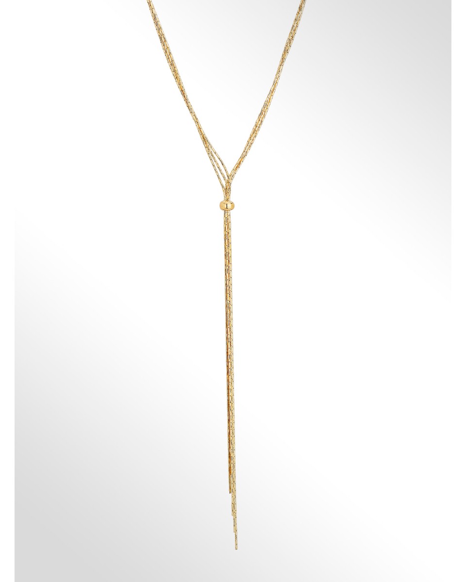 Made in Italy Sterling silver Y Necklace 18kt gold plated Cardano diamond  cut chain