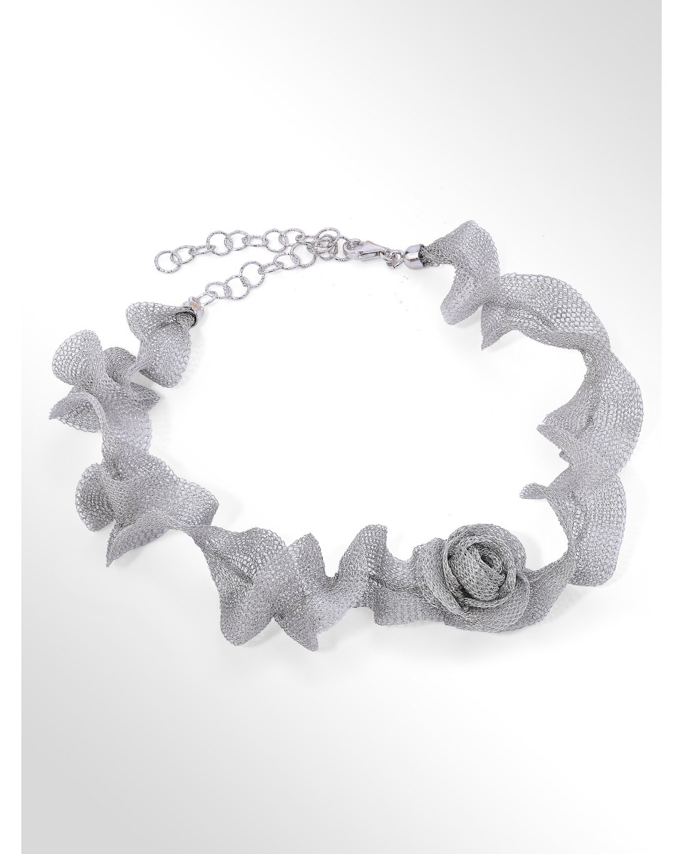Choker in Tessuto argento...