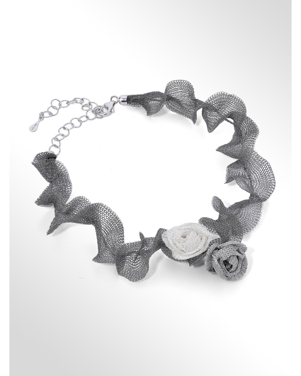 Choker in Tessuto argento...