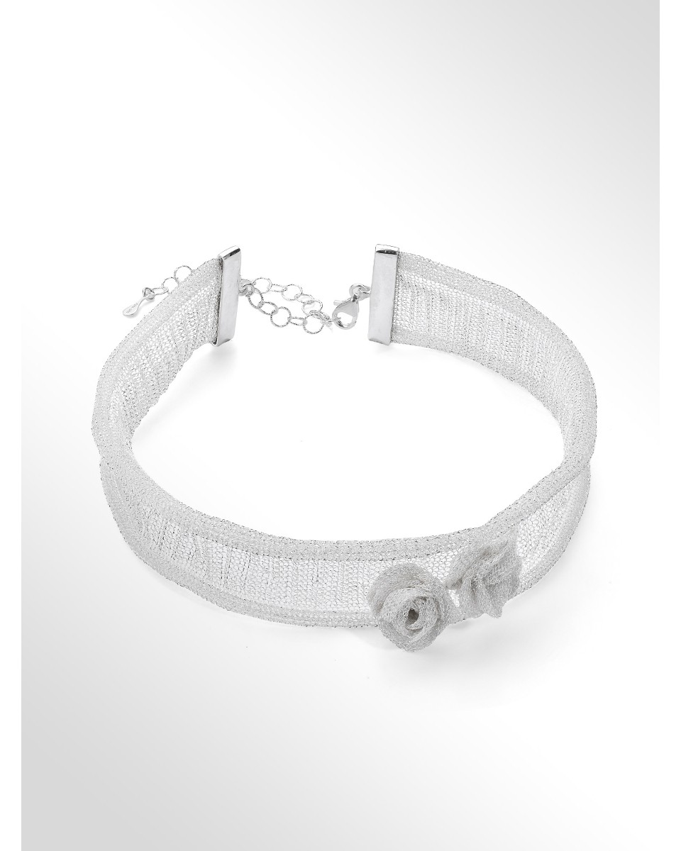 Choker in Tessuto argento...