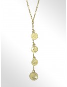Made in Italy Necklace Sterling Silver 18kt gold plated Diamond cut chain and coins